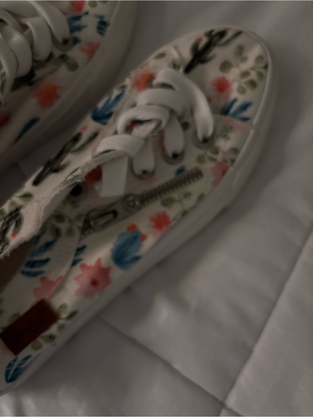Blowfish White Canvas Floral & Cactus Lace-Up Sneakers - Picture 4 of 8